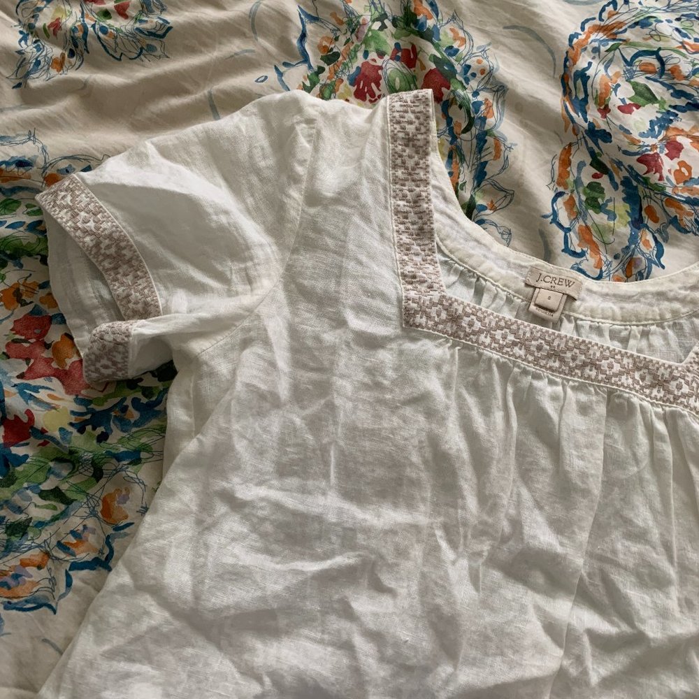 J.Crew Embroidered Square Neck Blouse